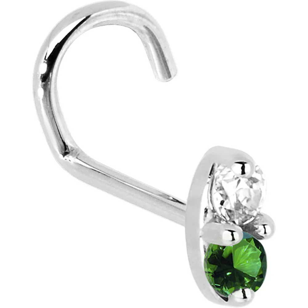 14kt White Gold 1.5mm Genuine Emerald Diamond Marquise Nose Ring