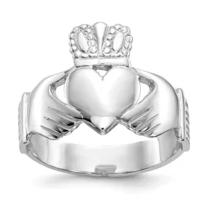 14kt white gold mens claddagh ring