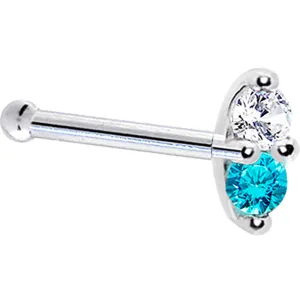 14kt White Gold Mint Green 1.5mm CZ Marquise Nose Ring