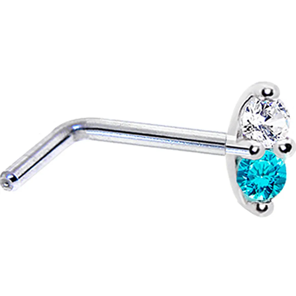 14kt White Gold Mint Green 1.5mm CZ Marquise Nose Ring