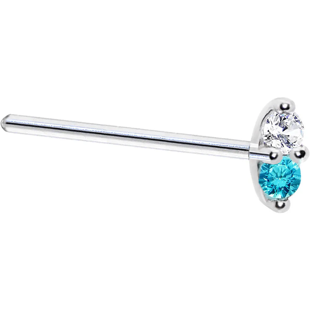 14kt White Gold Mint Green 1.5mm CZ Marquise Nose Ring