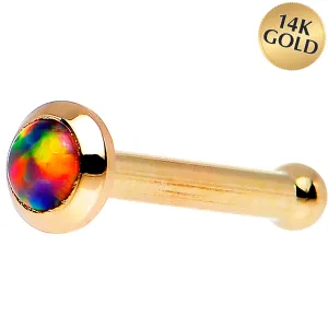 14kt Yellow Gold 2mm Fire Red Synthetic Opal Nose Ring