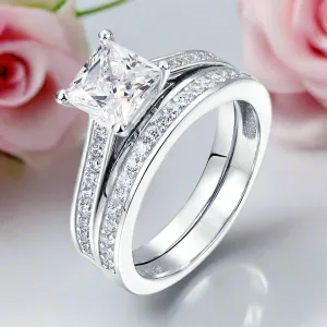 1.5 Carat Princess Cut Diamond 2-Pcs Wedding Engagement Ring Set