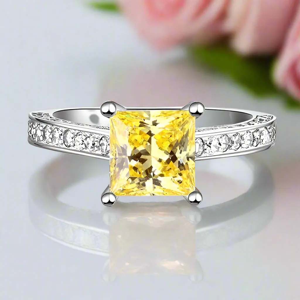 1.5 Carat Princess Cut Diamond 2-Pcs Wedding Engagement Ring Set
