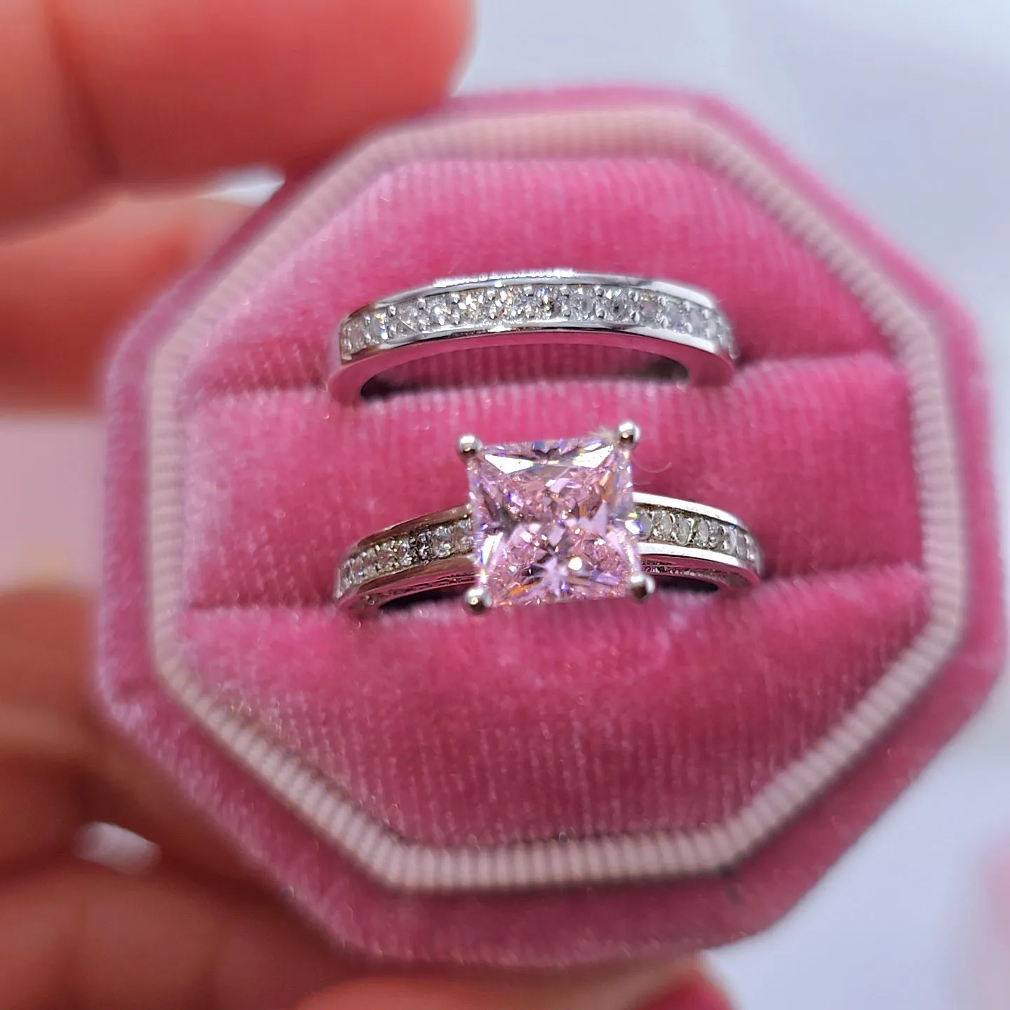 1.5 Carat Princess Cut Diamond 2-Pcs Wedding Engagement Ring Set