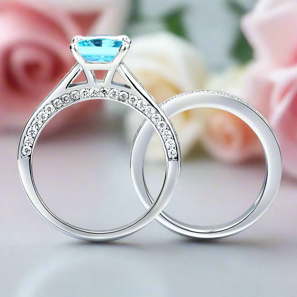 1.5 Carat Princess Cut Diamond 2-Pcs Wedding Engagement Ring Set