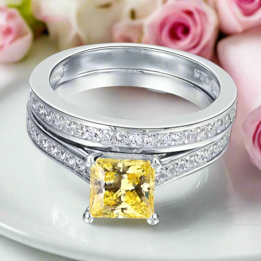 1.5 Carat Princess Cut Diamond 2-Pcs Wedding Engagement Ring Set