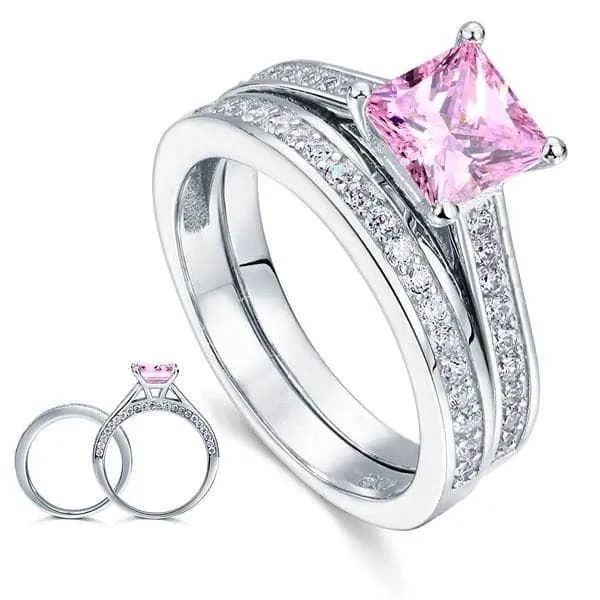 1.5 Carat Princess Cut Diamond 2-Pcs Wedding Engagement Ring Set