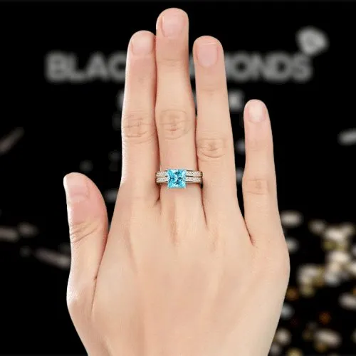 1.5 Carat Princess Cut Diamond 2-Pcs Wedding Engagement Ring Set