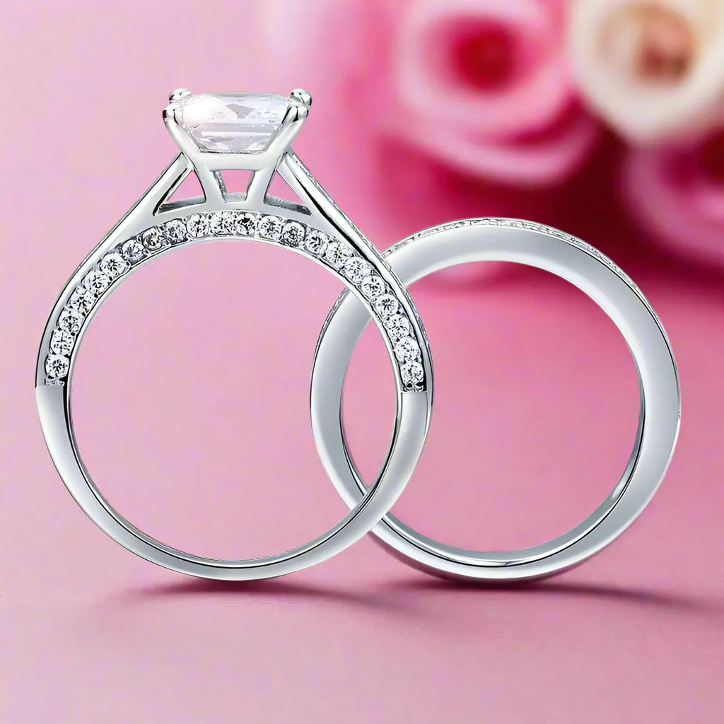 1.5 Carat Princess Cut Diamond 2-Pcs Wedding Engagement Ring Set