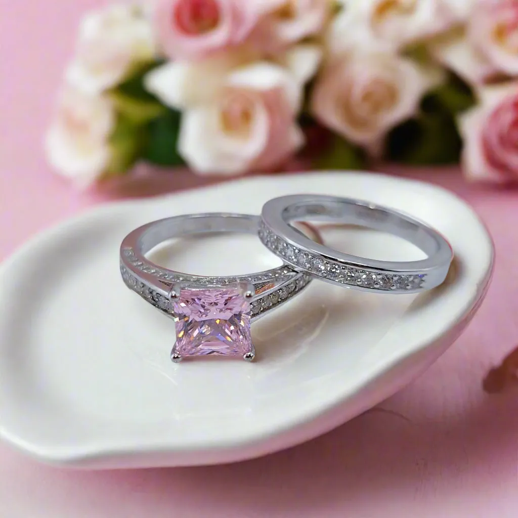 1.5 Carat Princess Cut Diamond 2-Pcs Wedding Engagement Ring Set