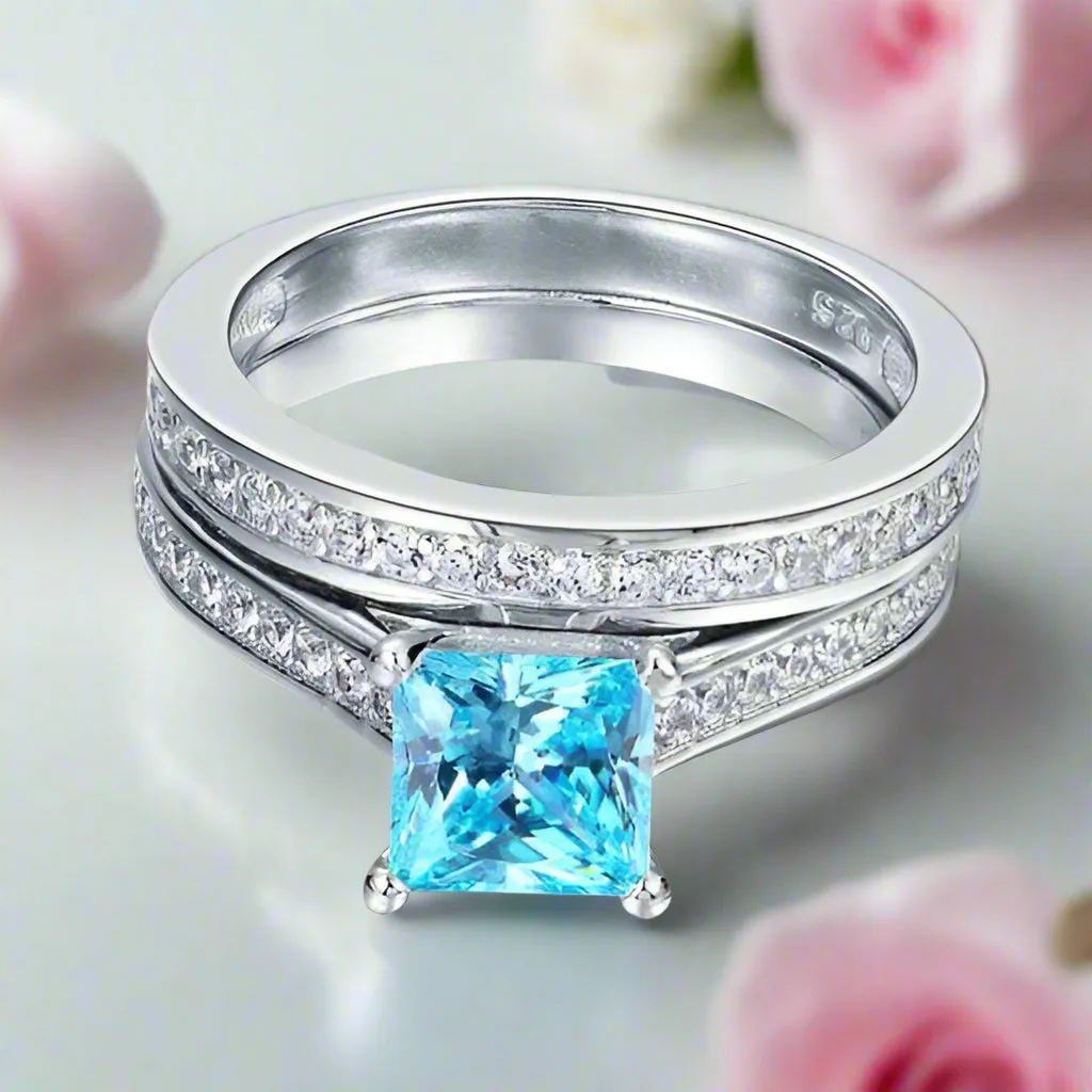 1.5 Carat Princess Cut Diamond 2-Pcs Wedding Engagement Ring Set