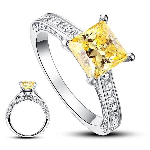 1.5 Carat Princess Cut Diamond 2-Pcs Wedding Engagement Ring Set