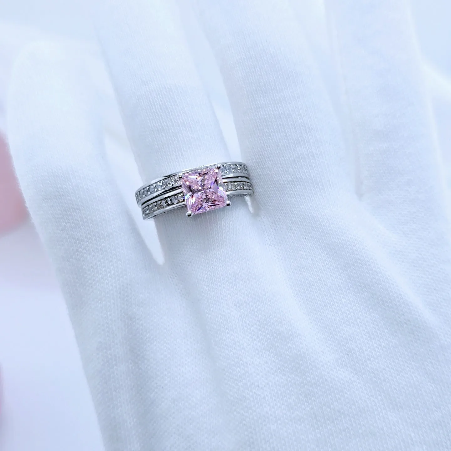 1.5 Carat Princess Cut Diamond 2-Pcs Wedding Engagement Ring Set