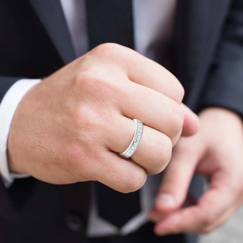 1.50 ctw Channel Set Princess Diamond Men's Ring