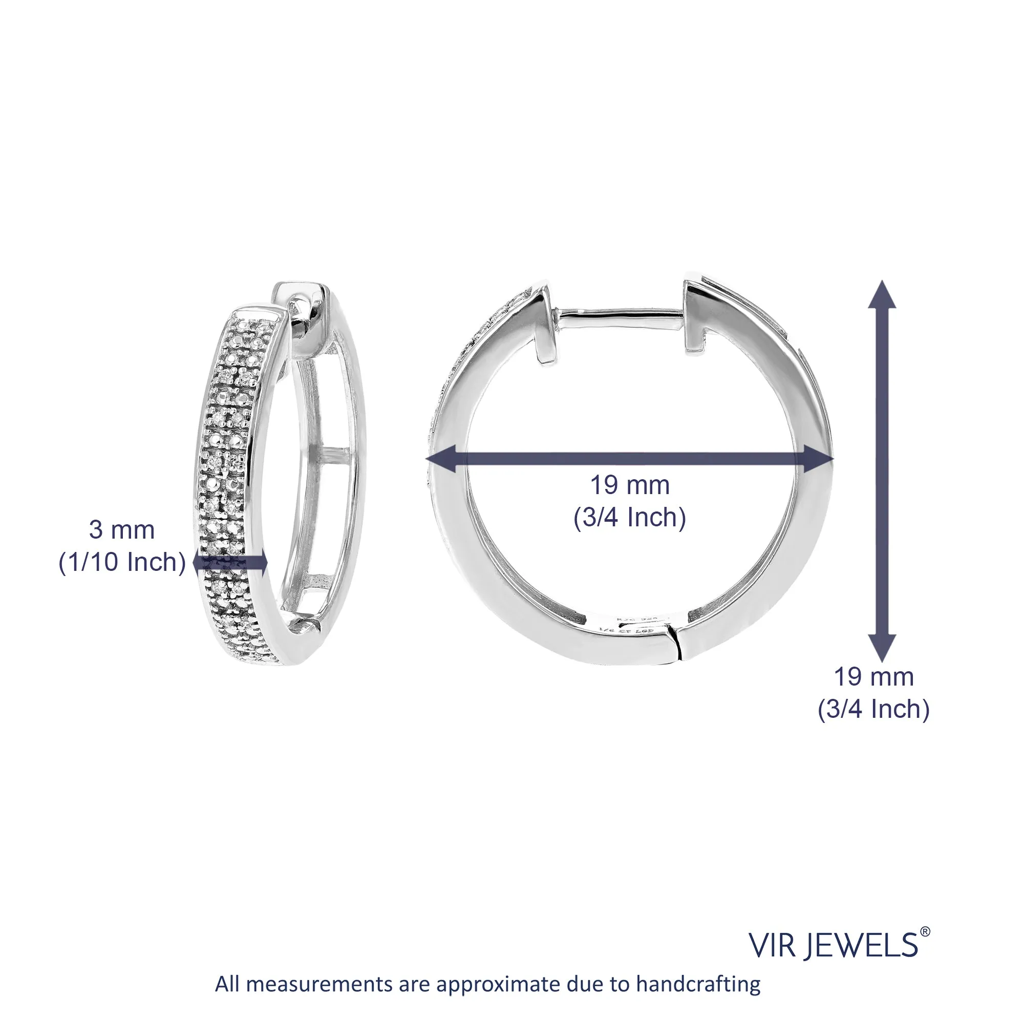1/6 cttw Lab Grown Diamond Double Row Hoop Earrings in Silver