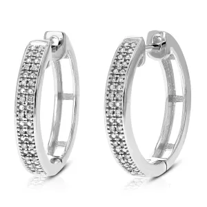 1/6 cttw Lab Grown Diamond Double Row Hoop Earrings in Silver