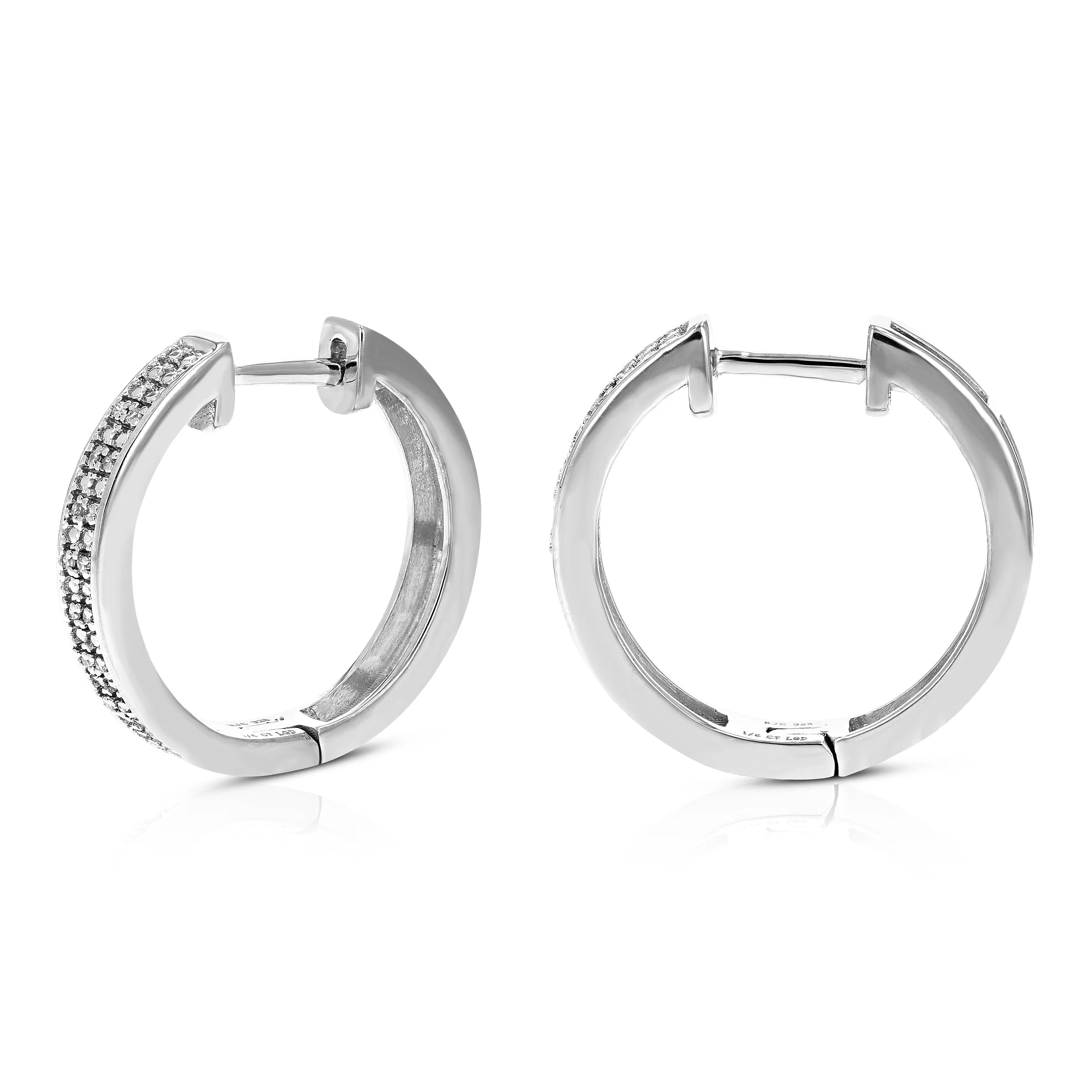 1/6 cttw Lab Grown Diamond Double Row Hoop Earrings in Silver