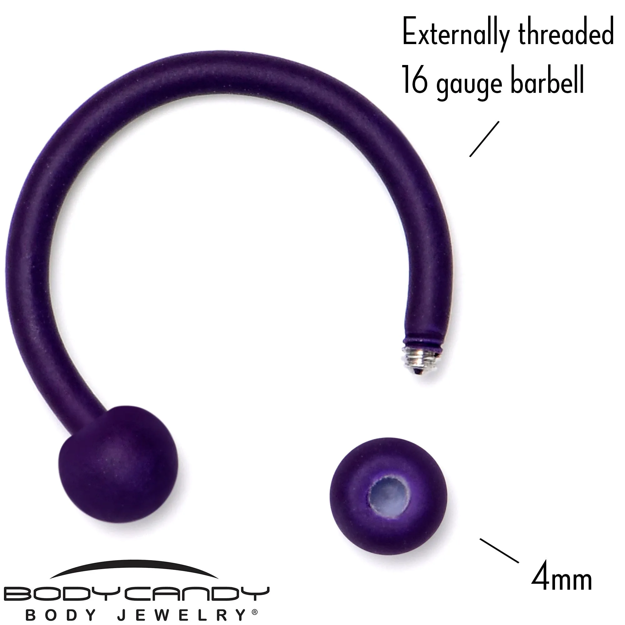 16 Gauge 3/8 Dark Blue Matte Horseshoe Circular Barbell