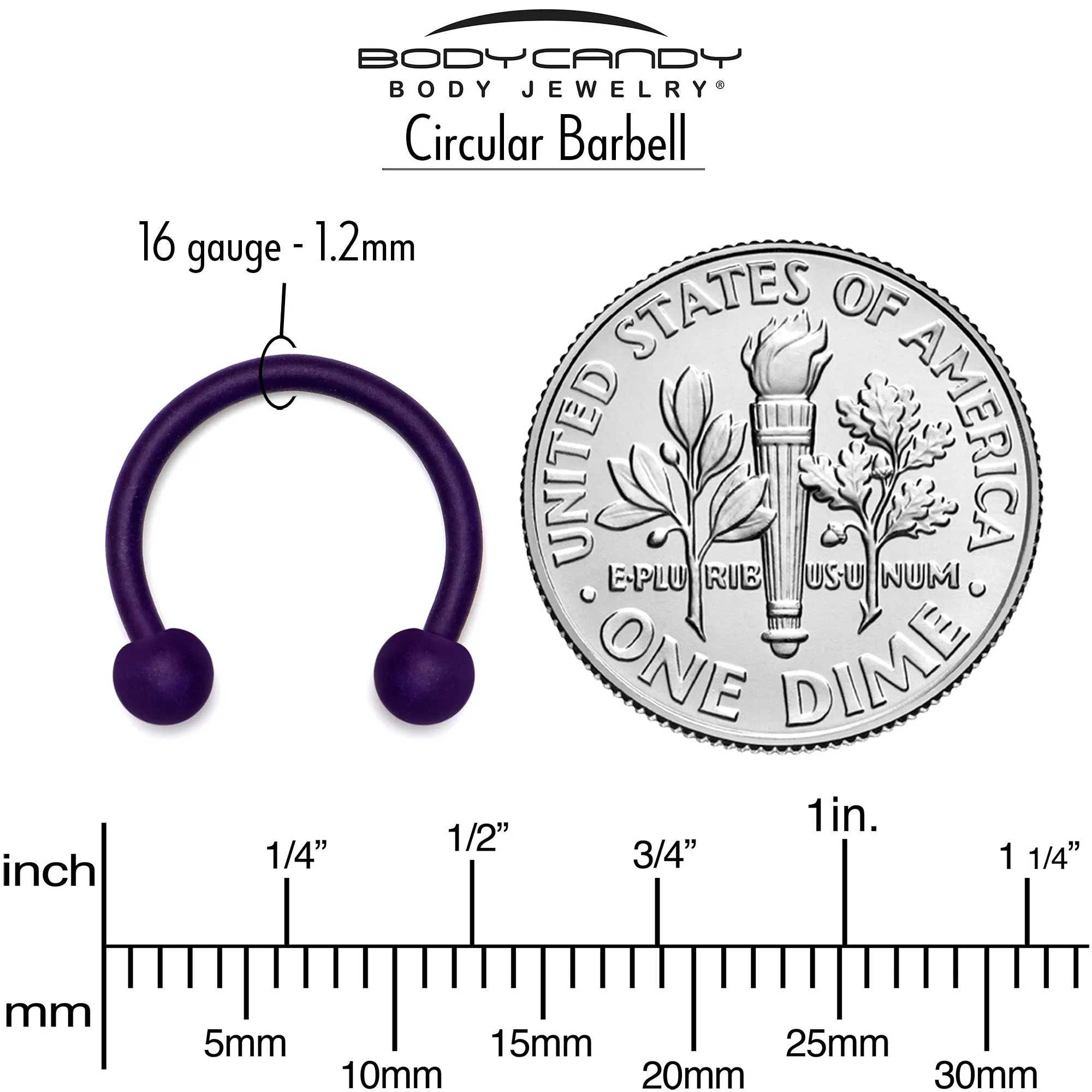 16 Gauge 3/8 Dark Blue Matte Horseshoe Circular Barbell