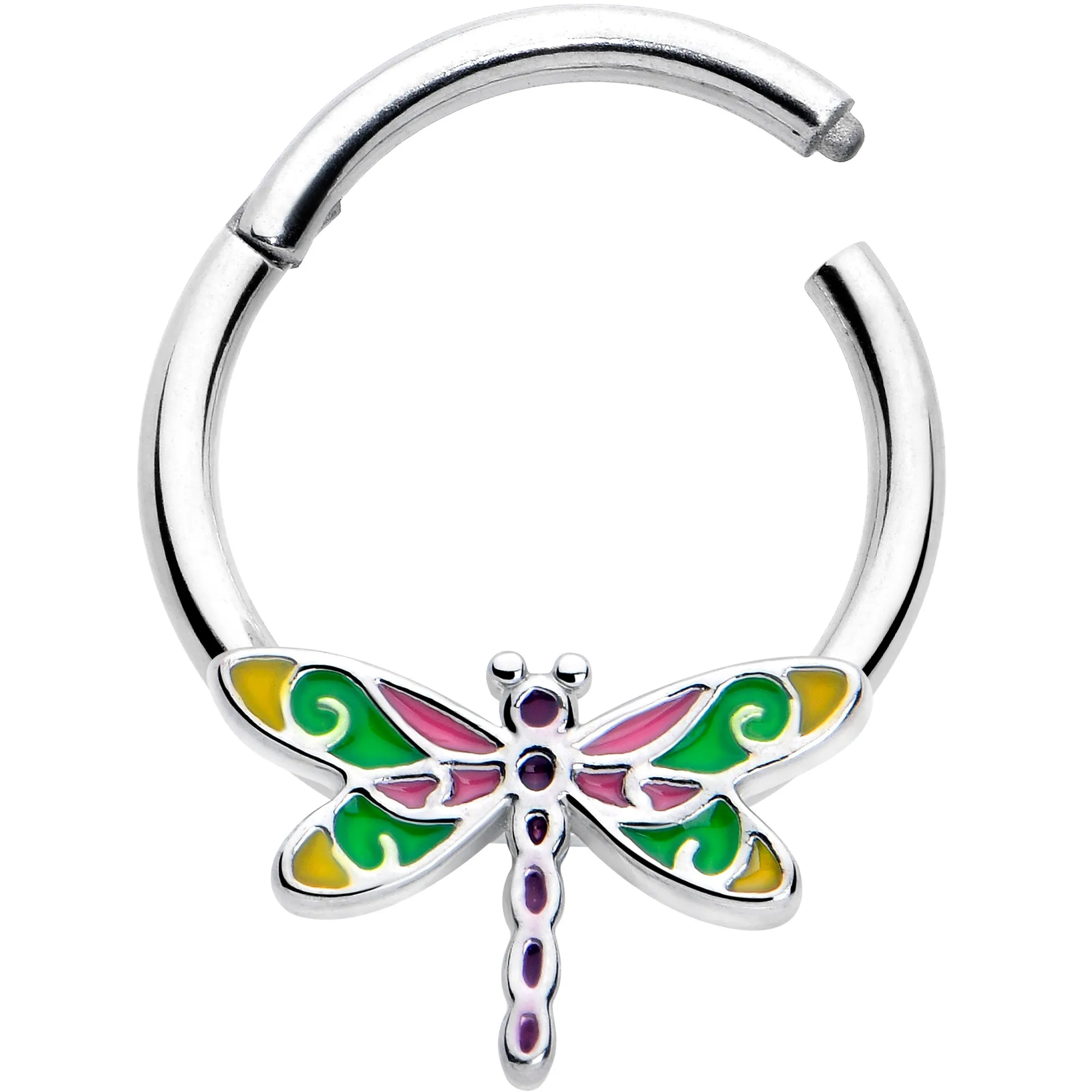 16 Gauge 3/8 Dragonfly Color Hinged Segment Ring