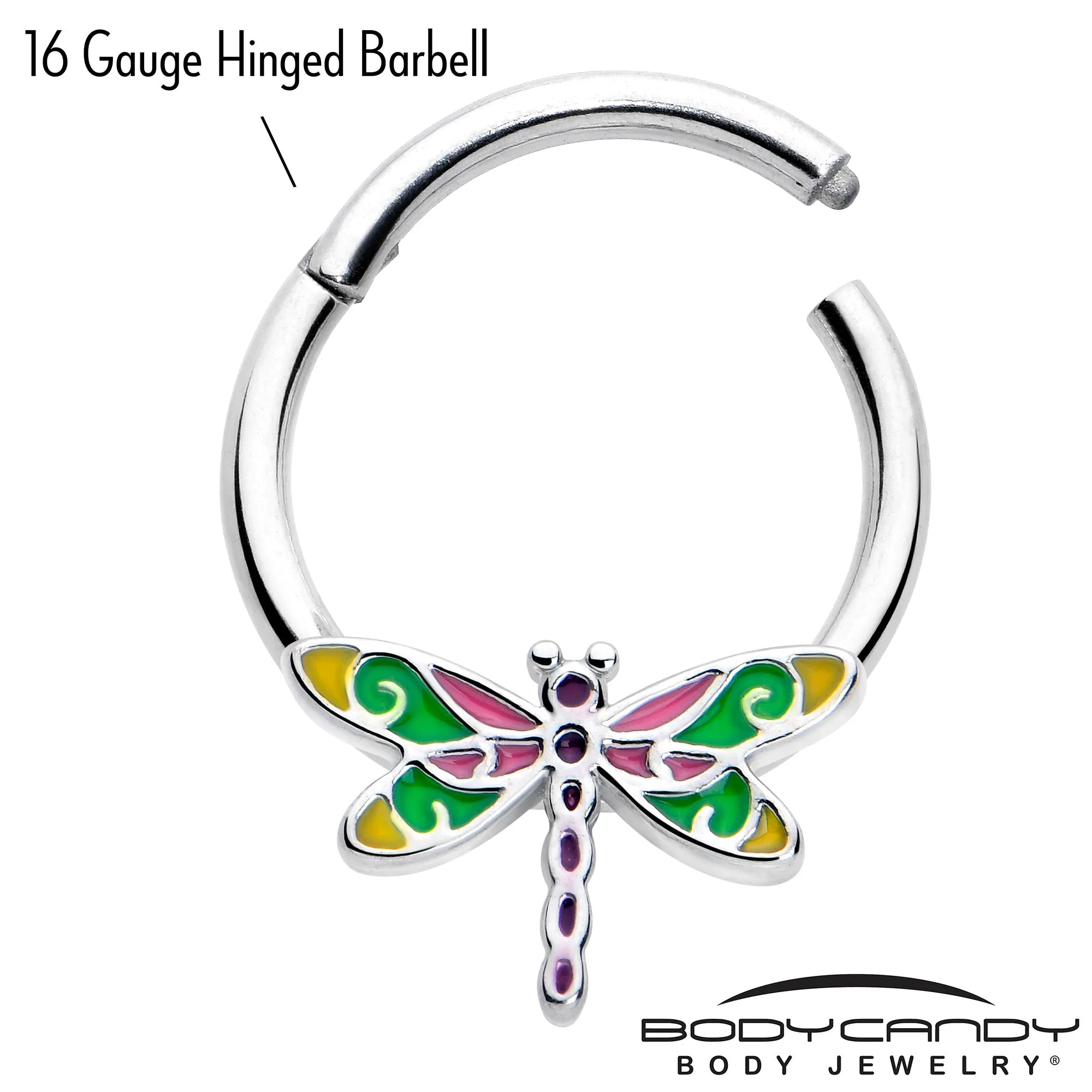 16 Gauge 3/8 Dragonfly Color Hinged Segment Ring