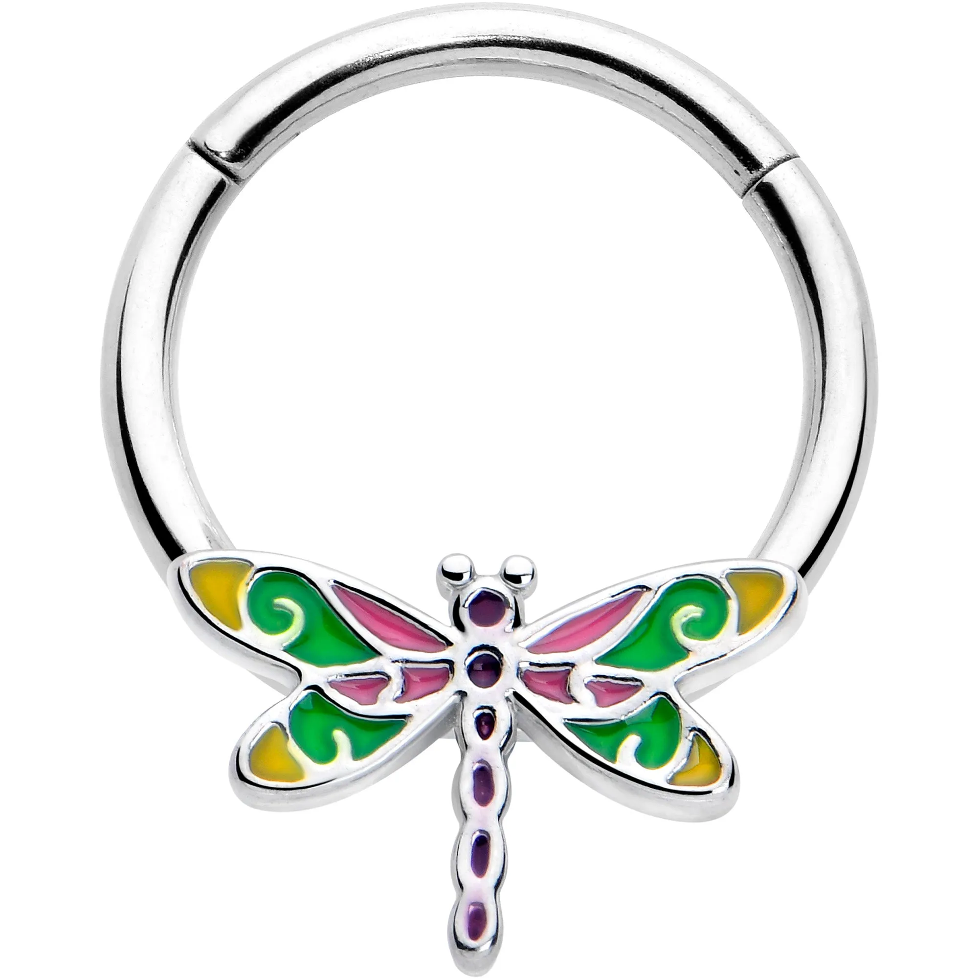 16 Gauge 3/8 Dragonfly Color Hinged Segment Ring