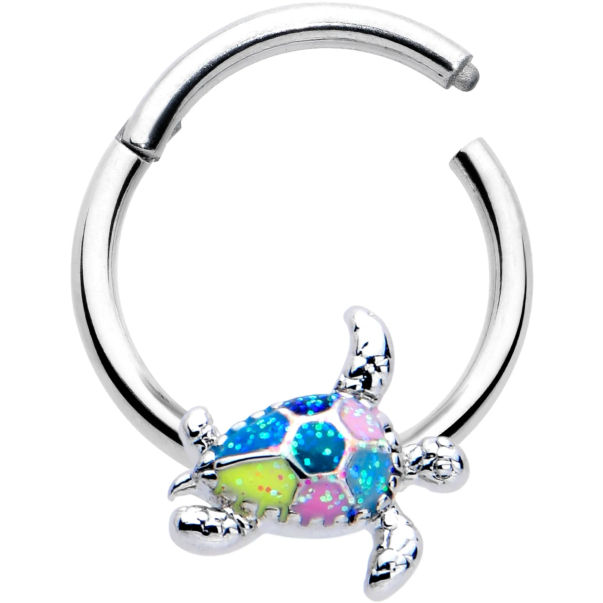 16 Gauge 3/8 Glitter Turtle Hinged Segment Ring