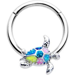 16 Gauge 3/8 Glitter Turtle Hinged Segment Ring