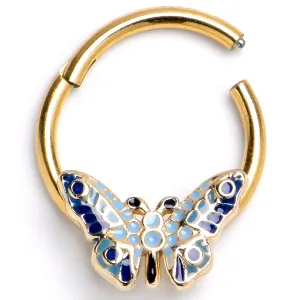 16 Gauge 3/8 Gold Tone Evening Butterfly Hinged Segment Ring