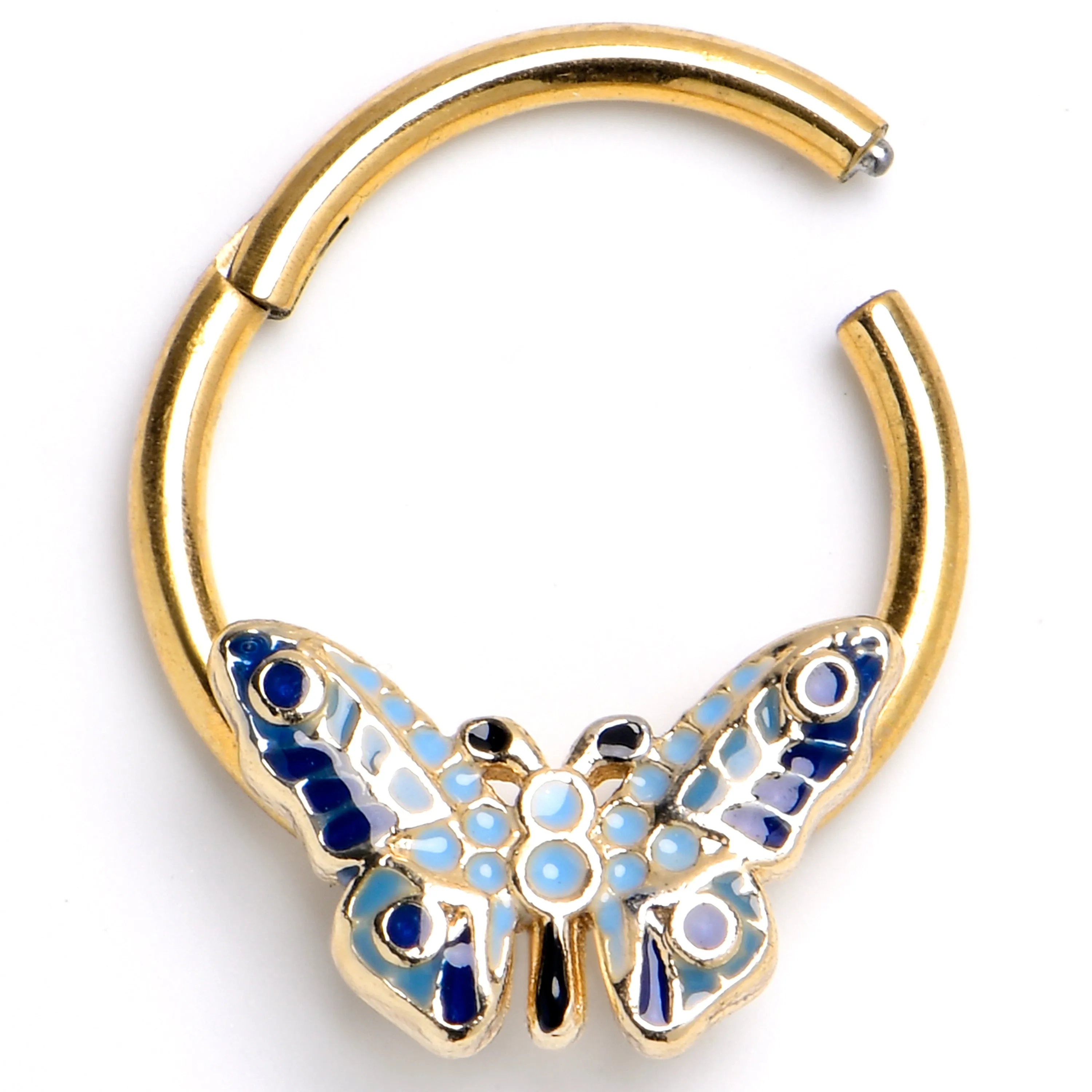16 Gauge 3/8 Gold Tone Evening Butterfly Hinged Segment Ring