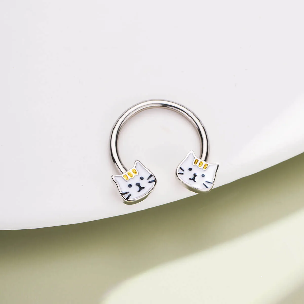 16G Cute Cat Horseshoe Septum Ring