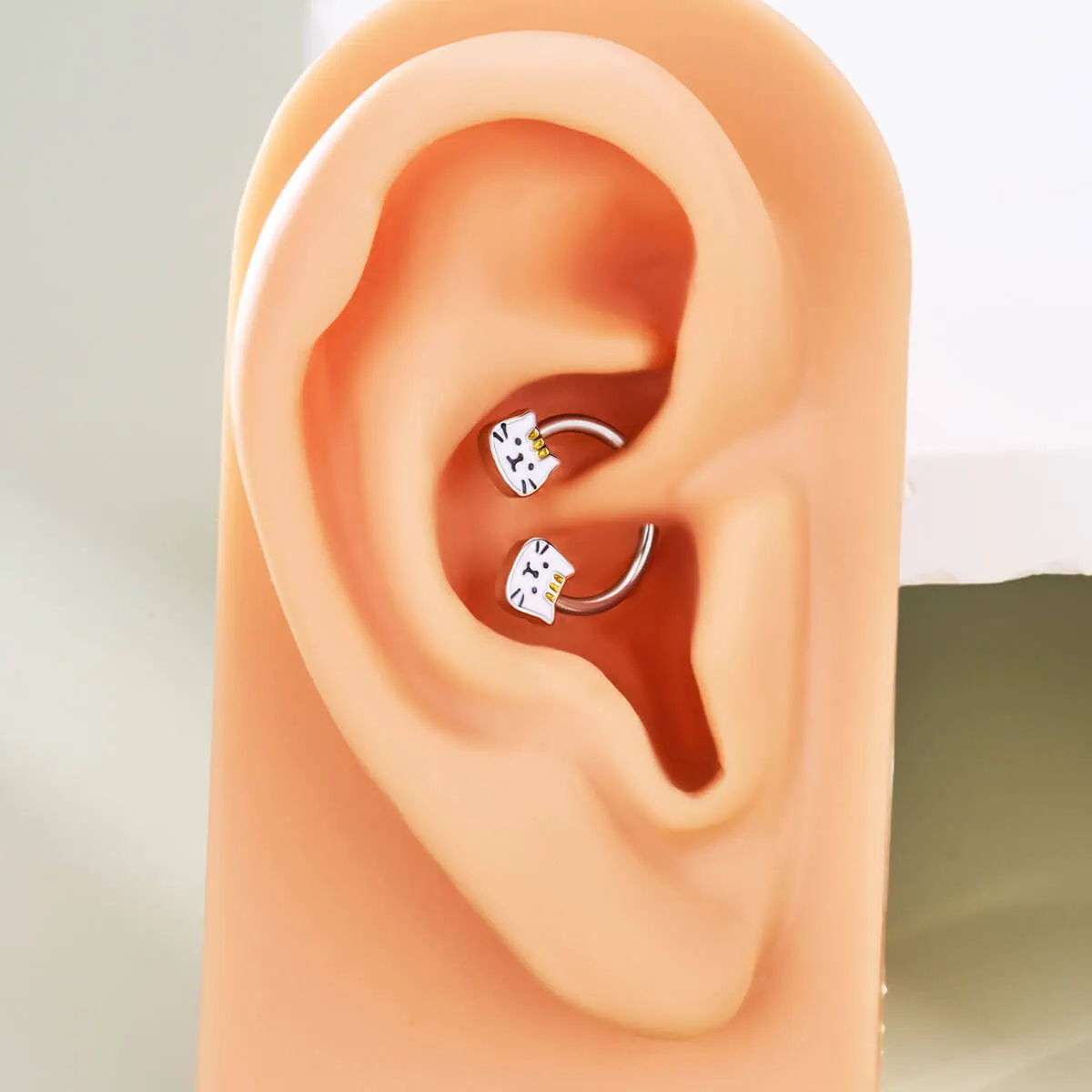 16G Cute Cat Horseshoe Septum Ring