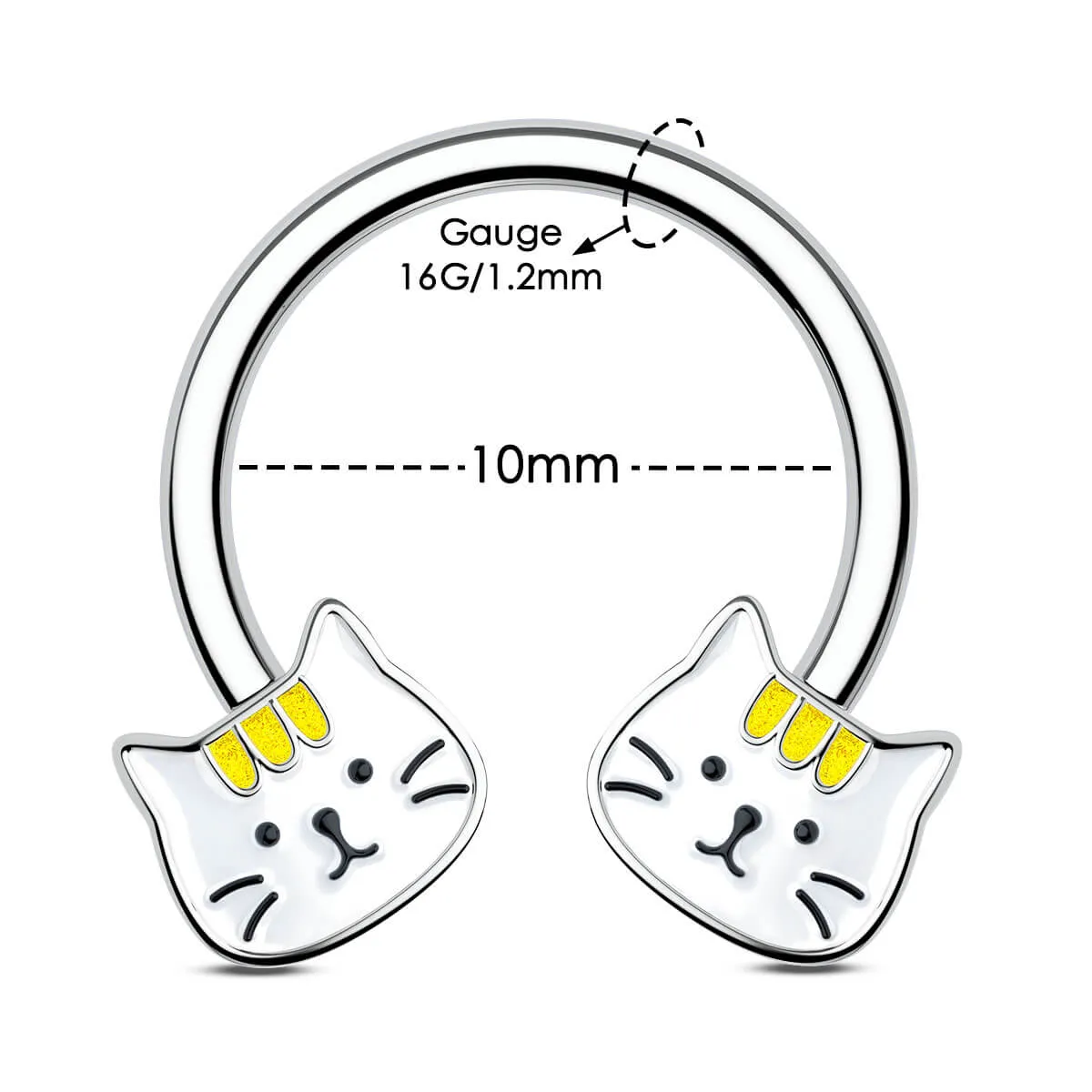 16G Cute Cat Horseshoe Septum Ring