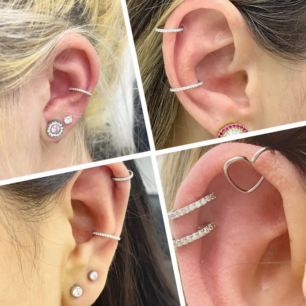 16G Hinged Segment Cartilage Earrings CZ Conch Earring