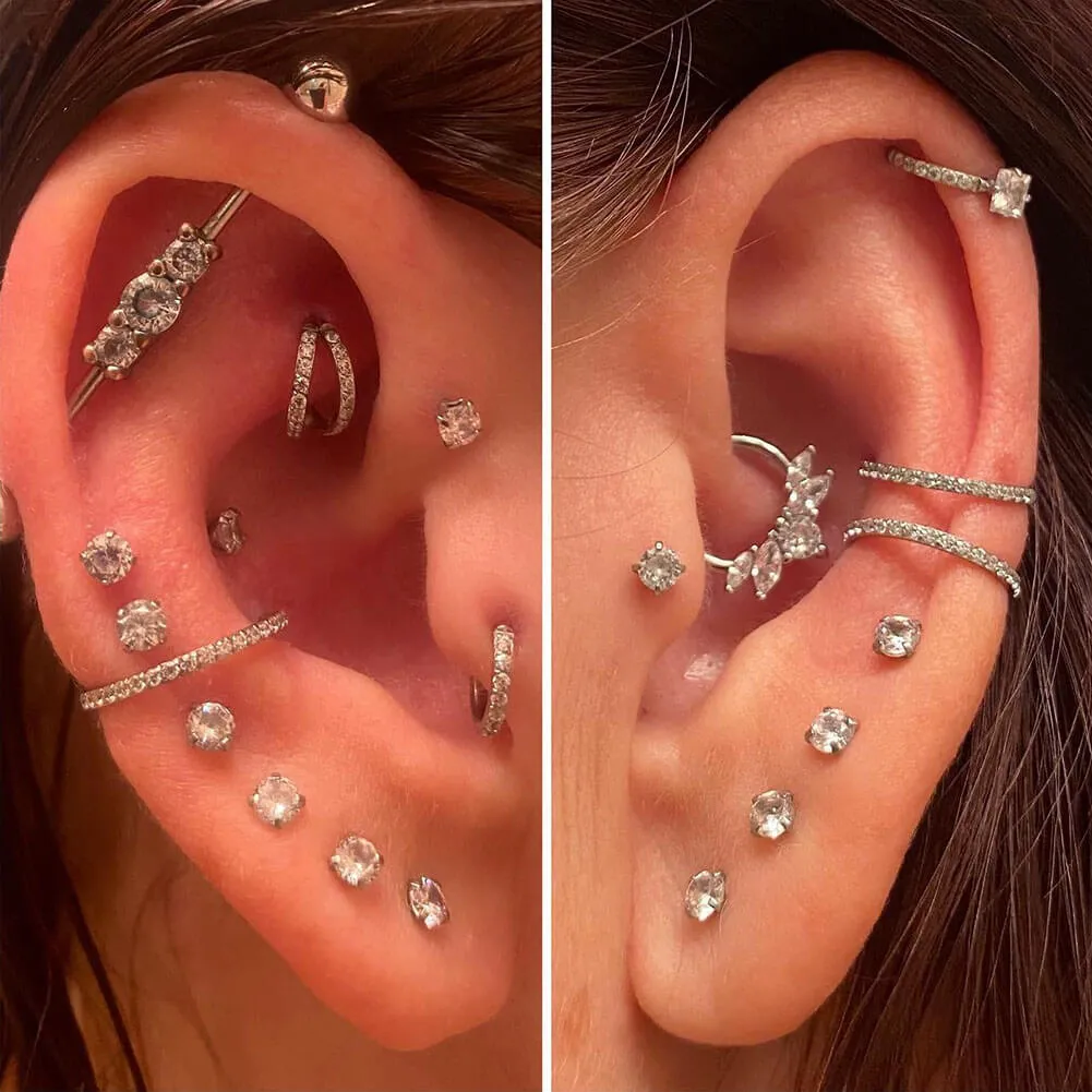 16G Hinged Segment Cartilage Earrings CZ Conch Earring