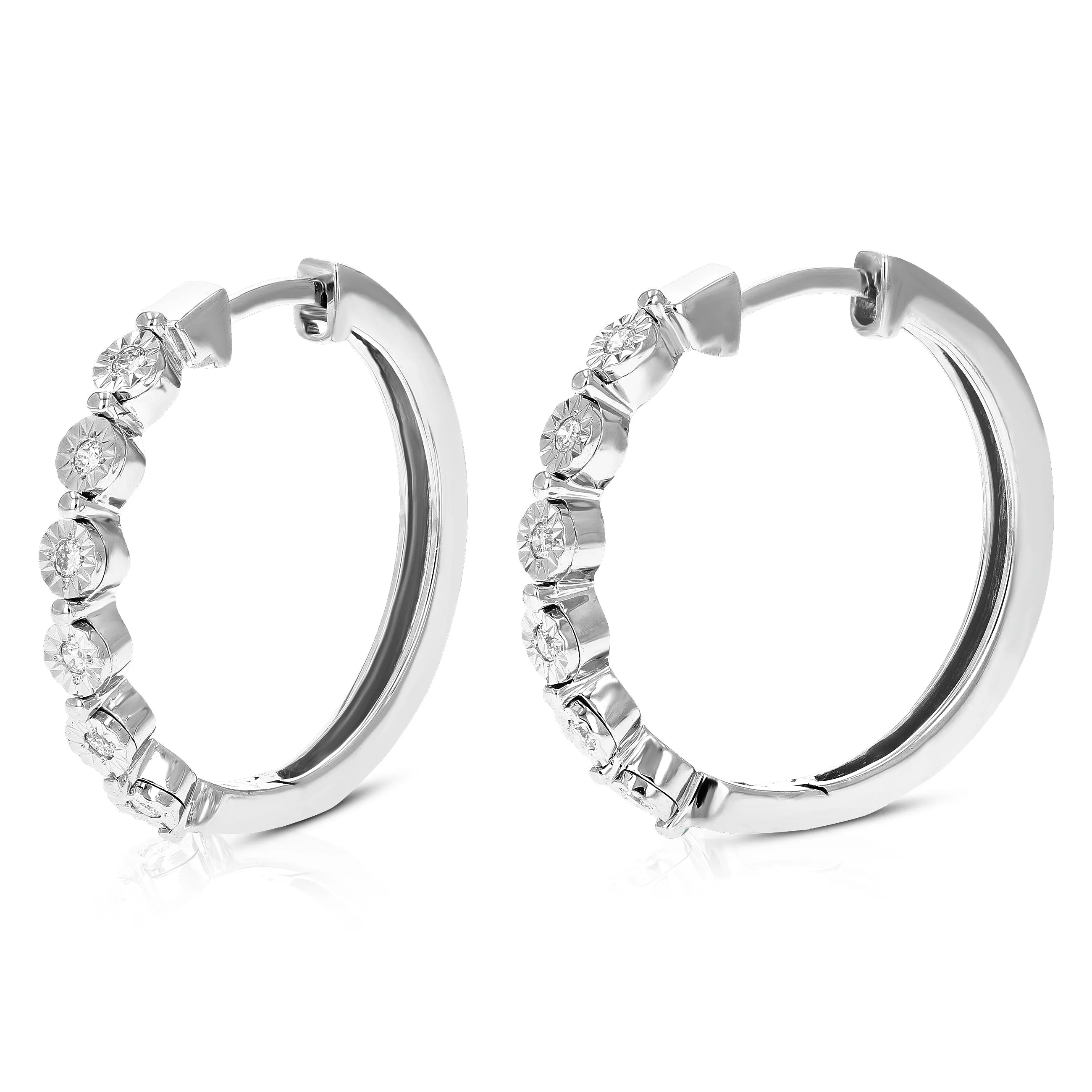 1/8 cttw Lab Grown Diamond Bubble Hoop Earrings in Sterling Silver