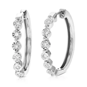 1/8 cttw Lab Grown Diamond Bubble Hoop Earrings in Sterling Silver