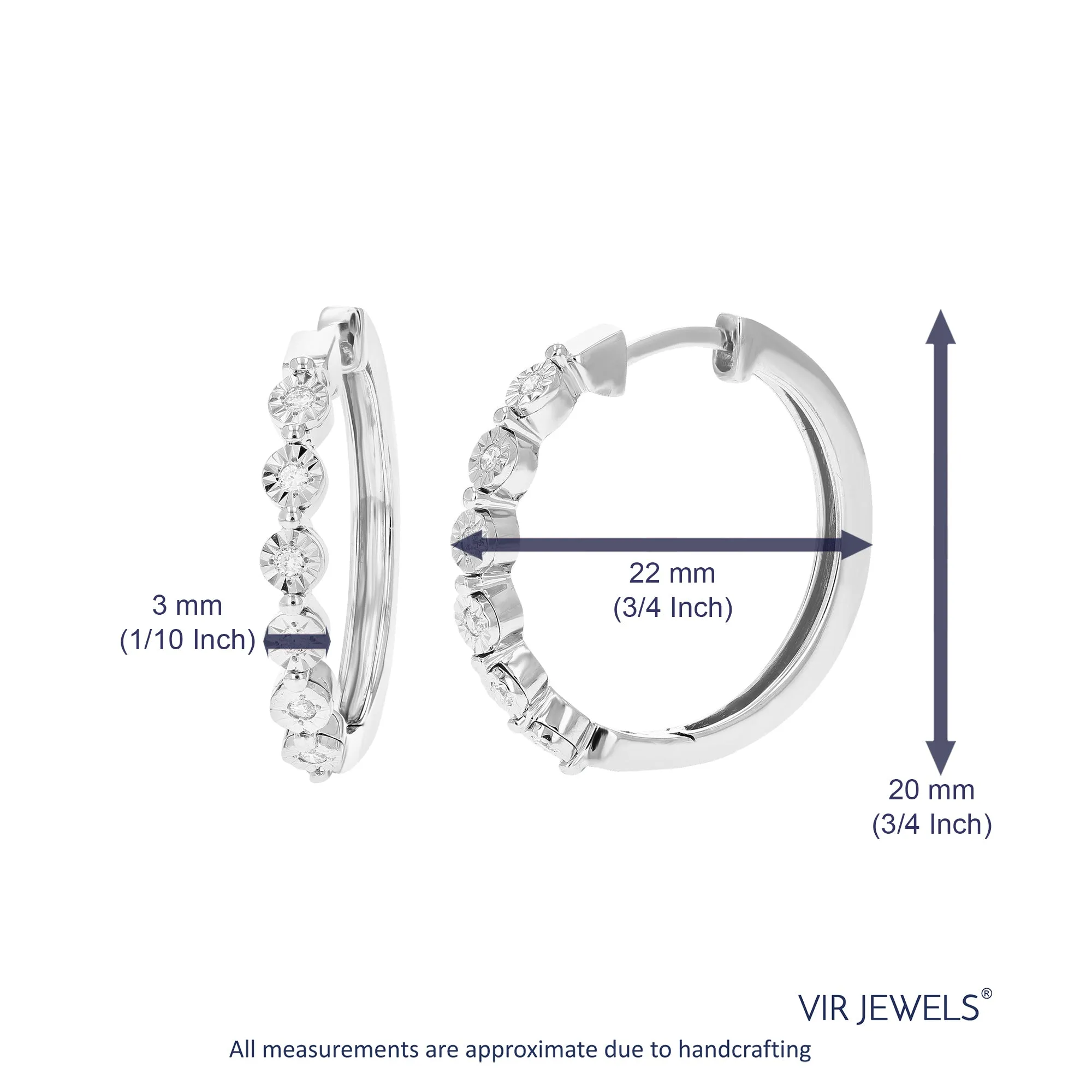 1/8 cttw Lab Grown Diamond Bubble Hoop Earrings in Sterling Silver