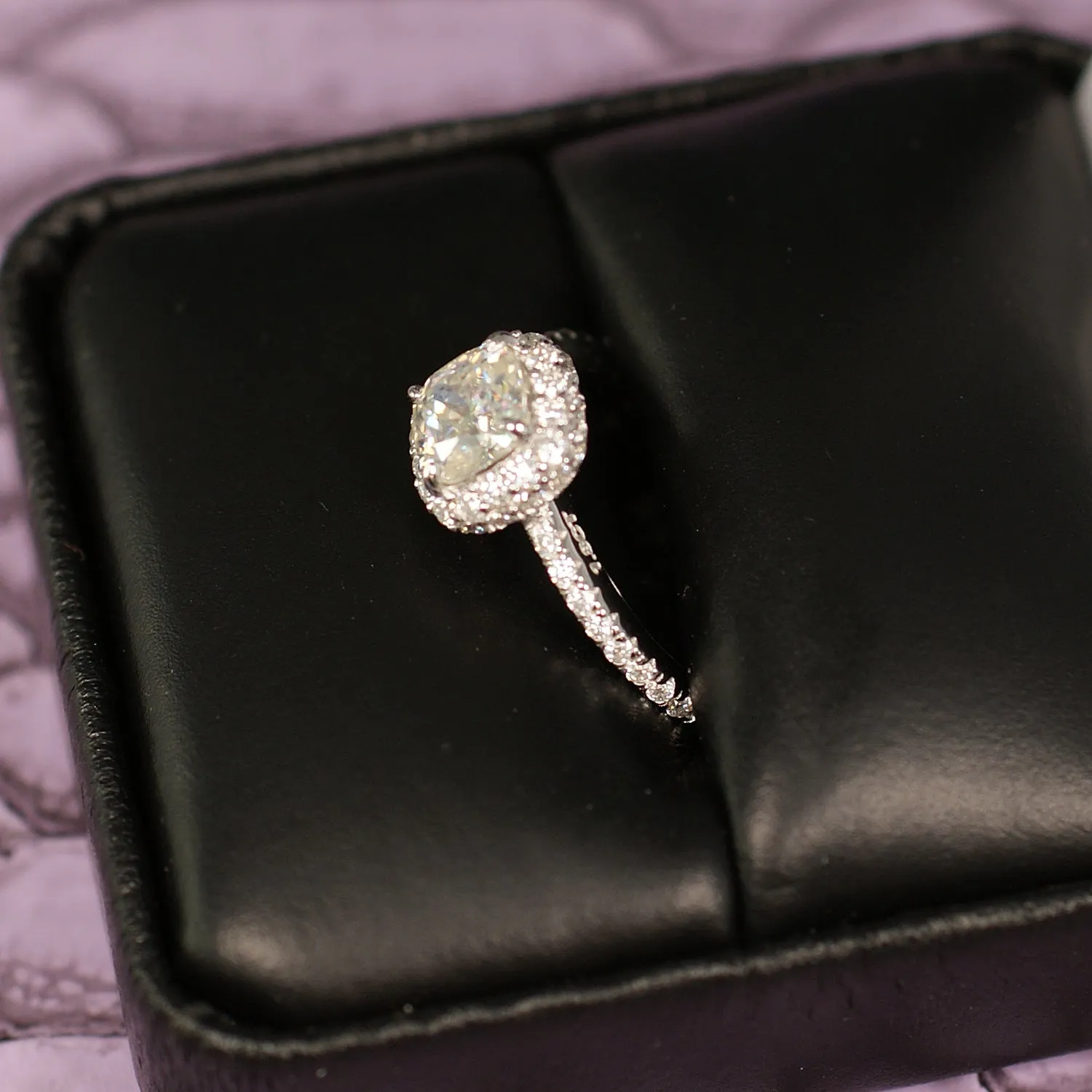 1.8 CTW Moissanite Cushion Cut Halo Engagement Ring
