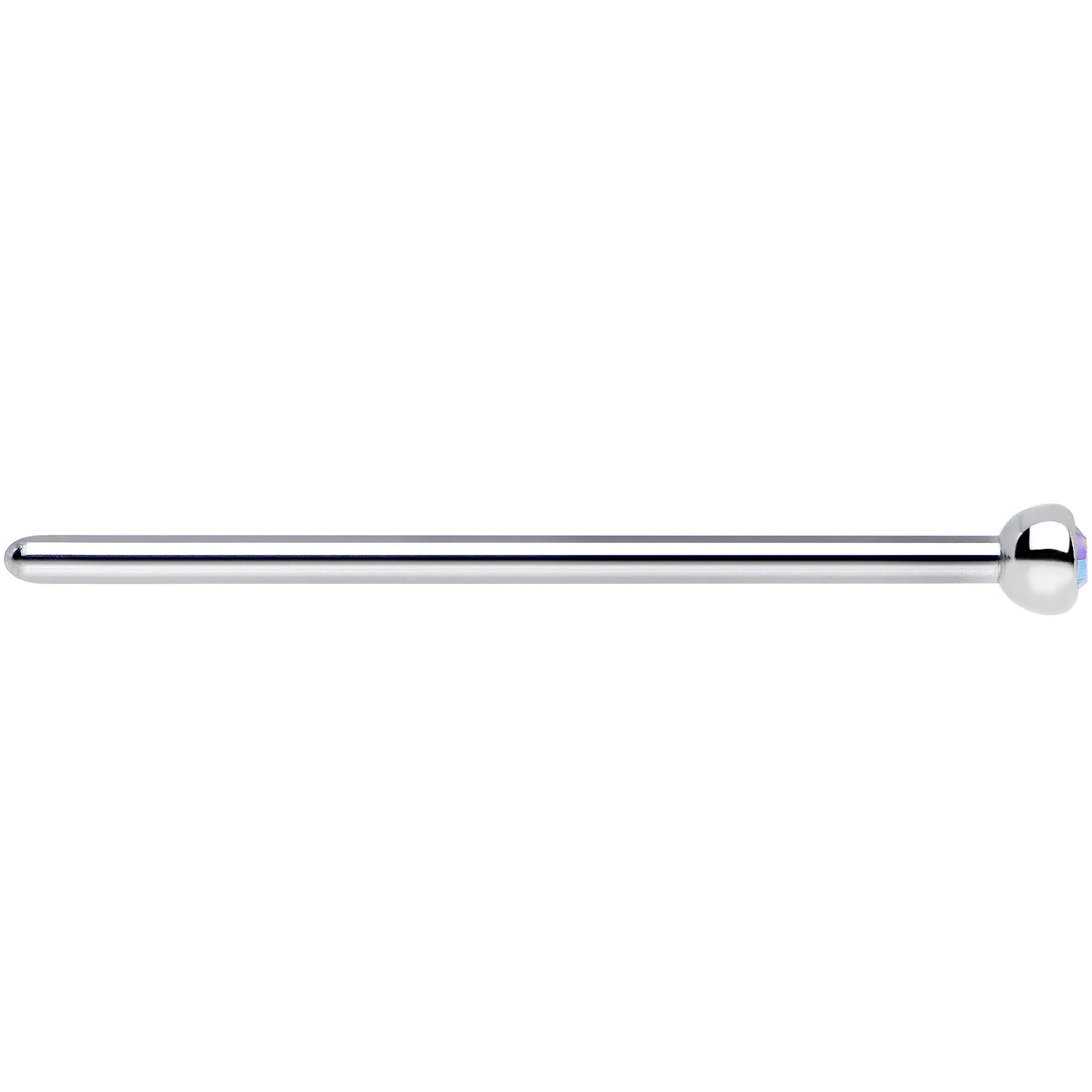18 Gauge 3/4 Aurora CZ Steel Straight Fishtail Nose Ring 2.5mm