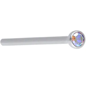 18 Gauge 3/4 Aurora CZ Steel Straight Fishtail Nose Ring 2mm