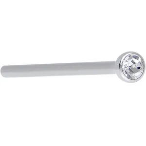 18 Gauge 3/4 Clear CZ Steel Straight Fishtail Nose Ring 2mm