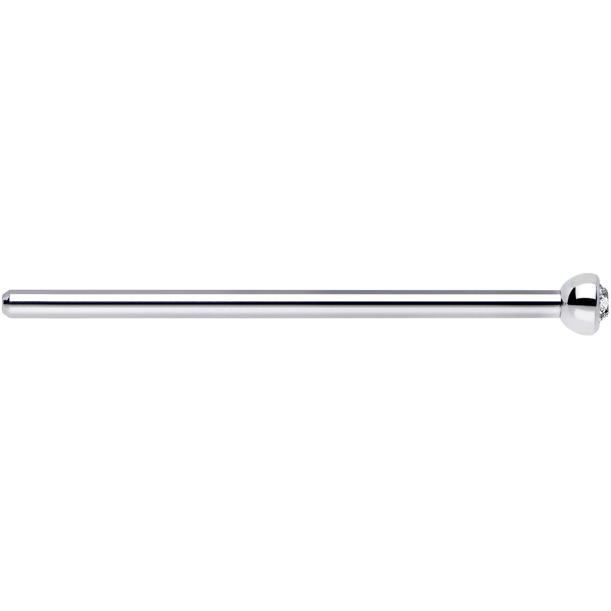 18 Gauge 3/4 Clear CZ Steel Straight Fishtail Nose Ring 2mm