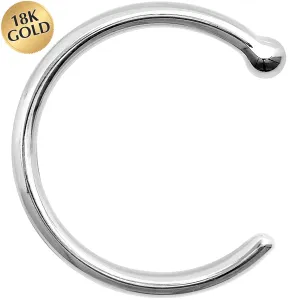 18 Gauge 3/8 Solid 18KT White Gold Nose Hoop