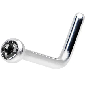 18 Gauge Black L-Shaped Nose Ring Created with Crystals