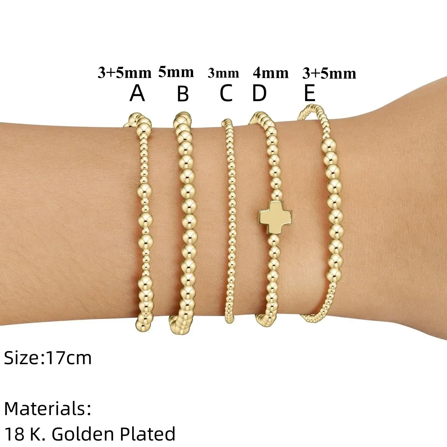 18K Gold Plated Christian Cross Bead Bracelet | Women's Luxury Designer Inspired Jewelry