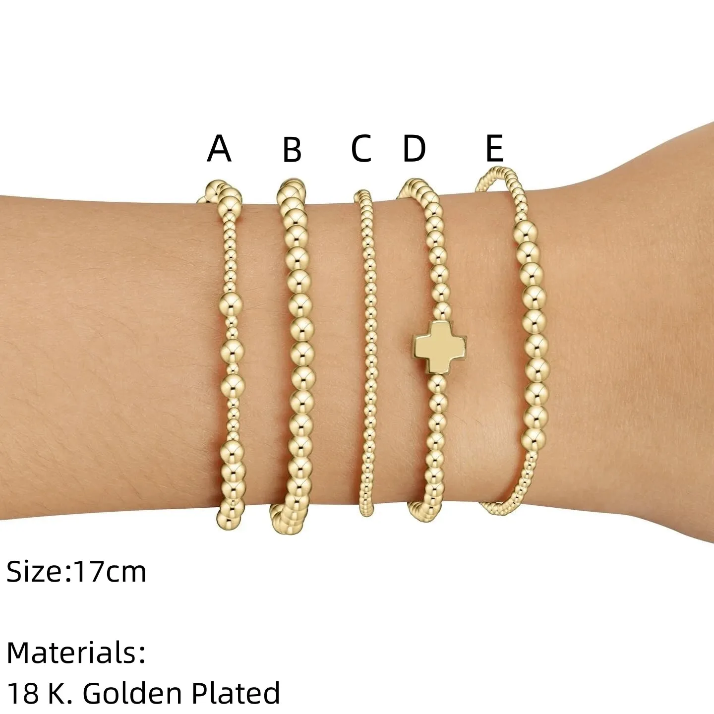 18K Gold Plated Christian Cross Bead Bracelet | Women's Luxury Designer Inspired Jewelry