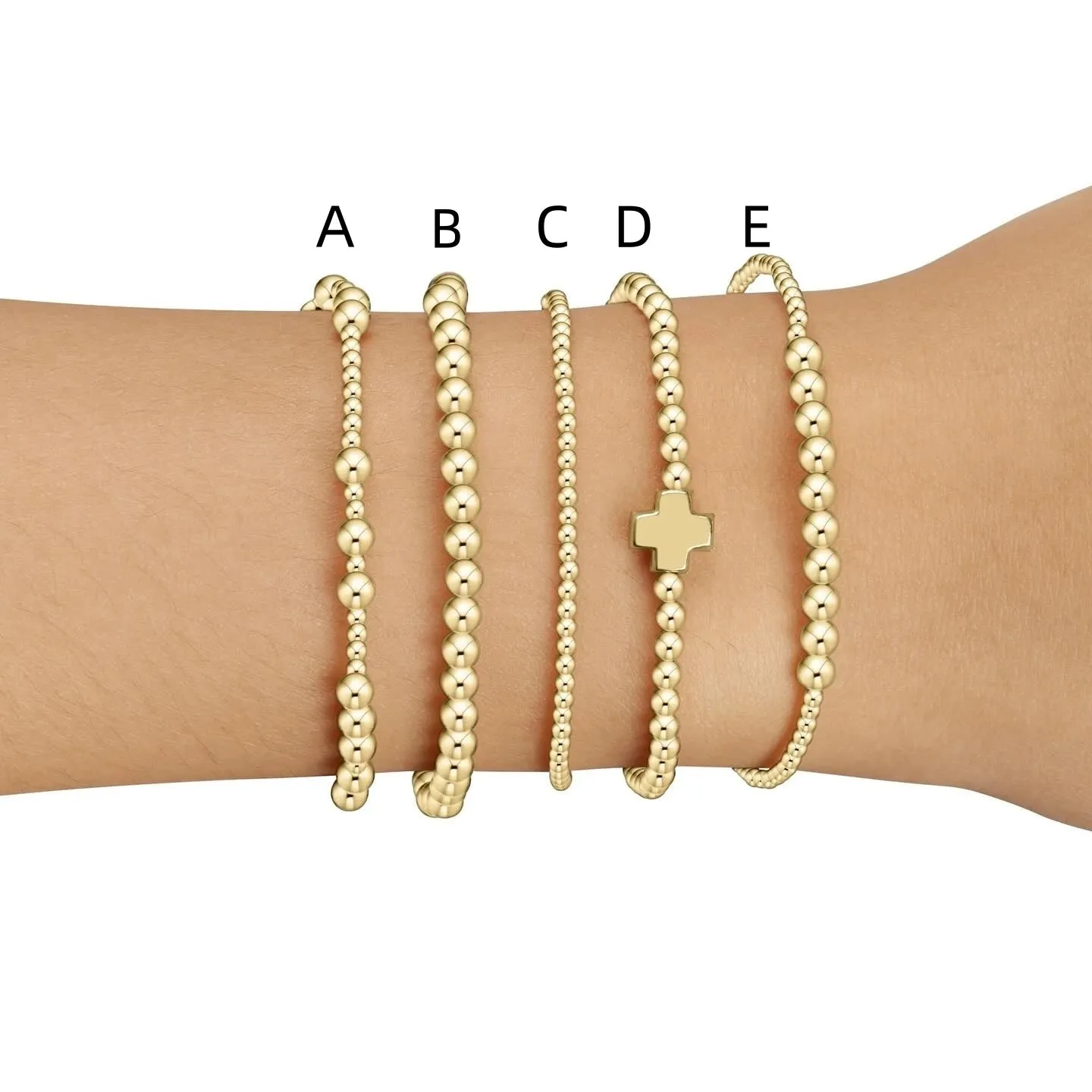 18K Gold Plated Christian Cross Bead Bracelet | Women's Luxury Designer Inspired Jewelry