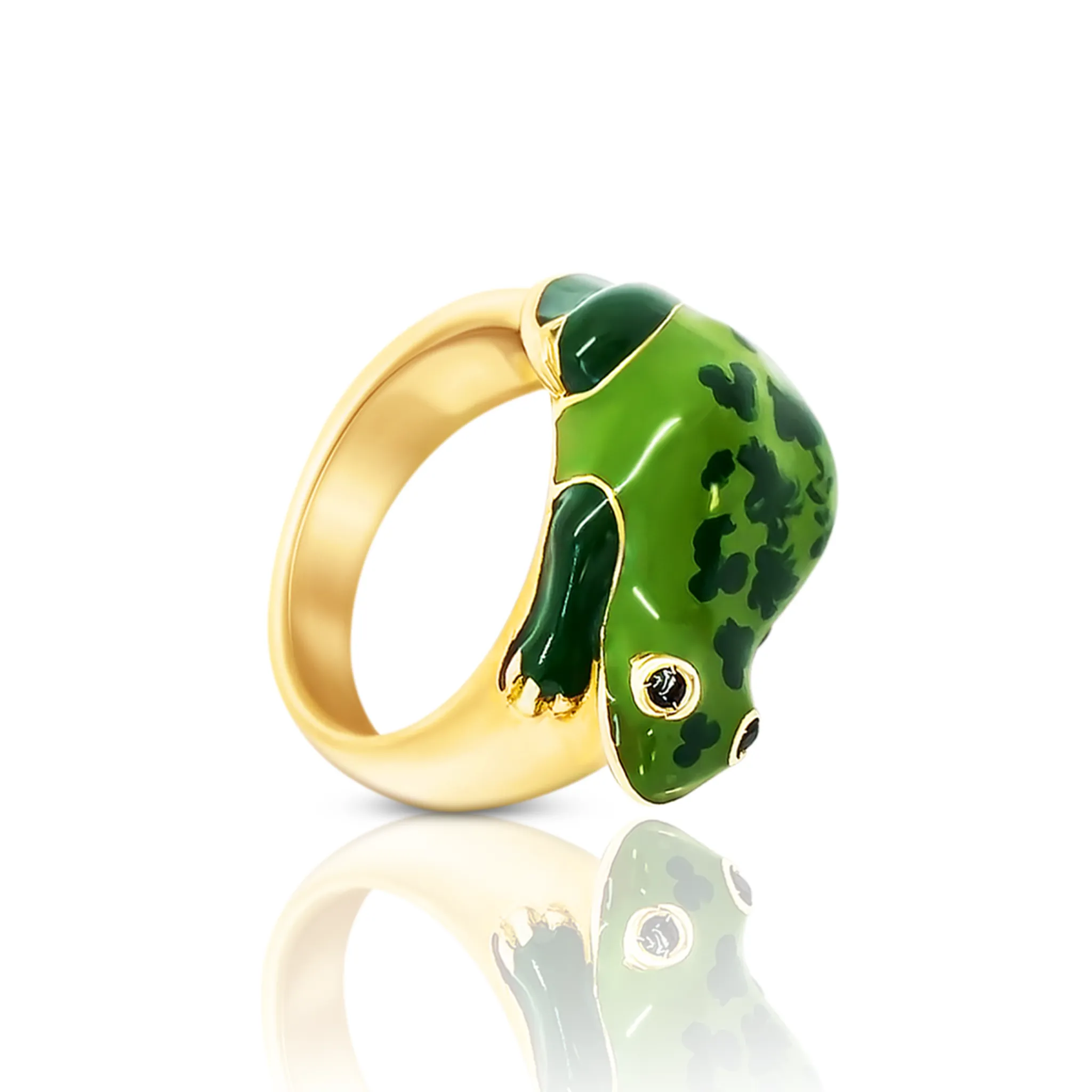 18K Gold-Plated Enamel Betta Frog Ring